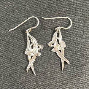 Gum Flower Sterling Silver Dangle Earrings